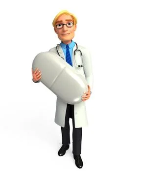 Young doctor with tablet Stock Illustration