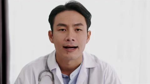 Young doctor talking for live streaming to social media Stock Footage 152497901