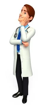 Young doctor is thinking Stock Illustration