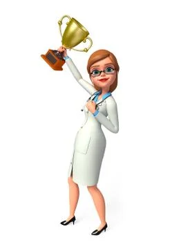 Young doctor with trophy Illustrazione stock