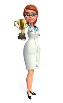 Young doctor with trophy Stock Illustration