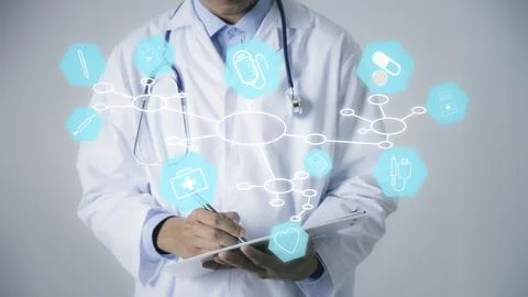 Young doctor Write down information in a note Stock Photos