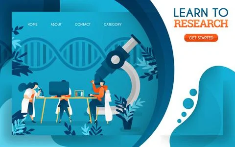 Young doctors are studying research with the help of computers and microscope Stock-Illustration