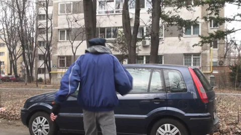 Young Drunk Man Getting Into His Car To Do Some Drunk Driving Side-Shot Stock Footage 34229945