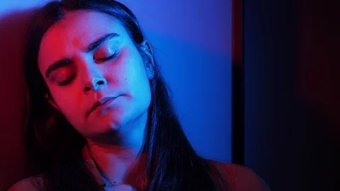 Young drunk woman alone in a night club start to feel bad.Youth, alcohol,drunk Stock Footage 103517536