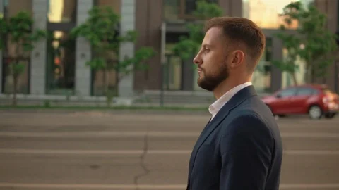 Young elegant man walk in town Stock Footage 90734132