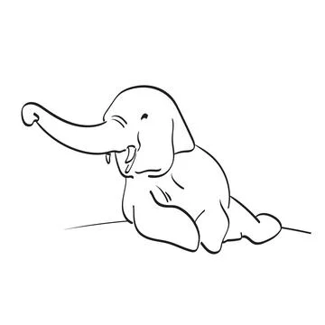 Young elephant sitting illustration vector hand drawn isolated Stock Illustration