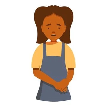Young embarrassed waitress making a mistake and feeling sorry Stock Illustration