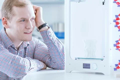 Young engineer with 3D printer Stock Photos