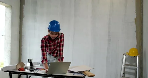 Young engineer asian man construction engineer in construction site. Stock Footage 146677805