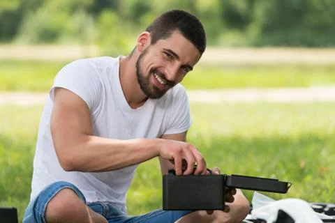 Young Engineer Checking the Camera From a Drone Stock Photos