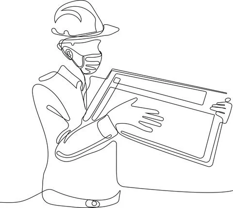 Young engineer is checking with tablet operation Stock Illustration