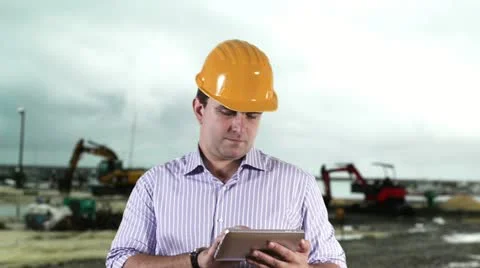 Young Engineer Construction Site Stock Footage