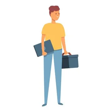 Young engineer icon cartoon vector. System computer Stockillustratie