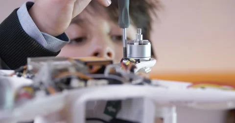 Young engineer. The idea of developing the technical skills of the child. Boy Stock Footage 152363800