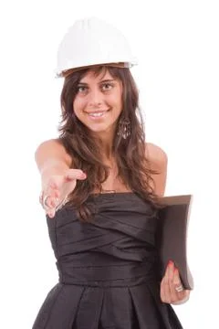 Young engineer, offering handshake Stock Photos
