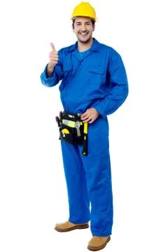 Young engineer with thumb up sign Stock Photos
