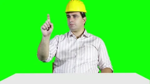 Young Engineer Touchscreen Greenscren Stock Footage