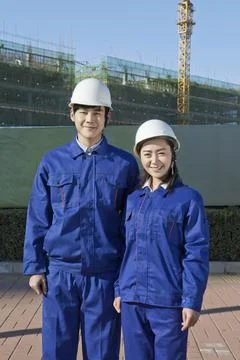 The Young Engineers working at construction field Stock Photos