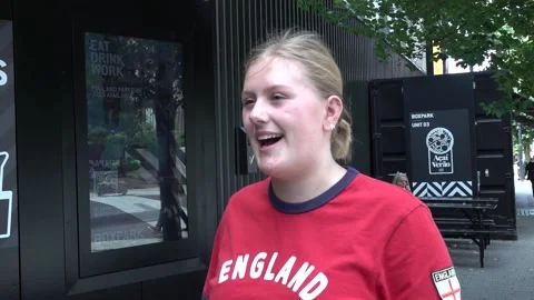 Young England fans react to England v China result
 Video stock 247136236