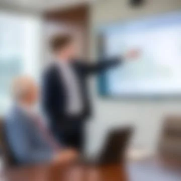 Young Executive Presenting Performance Data to Senior Manager in Meeting Stock Photos