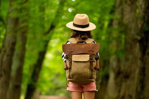 Young explorer ready for forest hike 스톡 사진