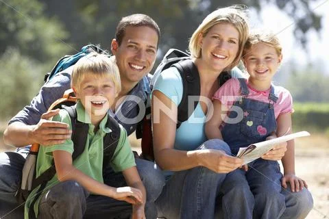 Young family on country walk Stock Photos