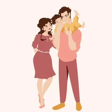 Young Family with a Newborn Laughing Baby Stock Illustration