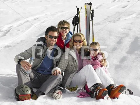 Young family on ski vacation Stock Photos