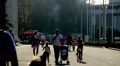 Young family on summer vacation. Father and daughter walk. Mother carrying baby HD Footage