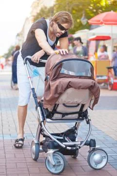 Young Father Stroller Stock Photos