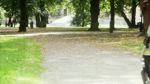 Young father walking with a pram Stock Footage 11340820