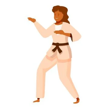 Young female athlete practicing karate, showing martial arts skills Stock Illustration