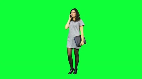 Young Female Business Advisor Smart Phone Green Screen Stock Footage