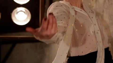 Young female dancer dancing in front of studio light Stock Footage 90455077