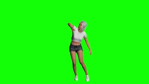 Young female dancer performing upbeat moves on green screen chromakey Stock Footage 328636644