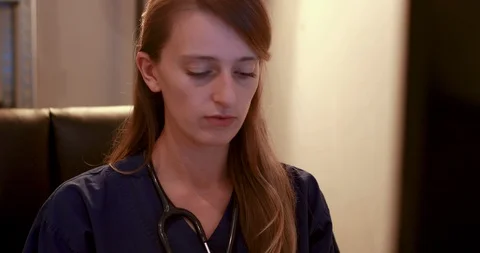 Young female doctor using computer Stock Footage 88686330