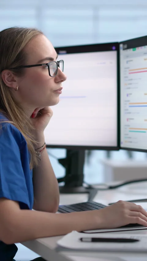Young Female Doctor Using Computer Stock Footage 339173894