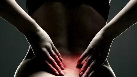 Young female Feeling suffering Lower back pain Pain relief concept Painful spine Vídeos de archivo 336585210