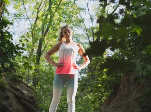 Young Female Forest Runner Stock Photos