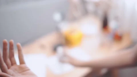 Young Female Hands Washing With Alcohol Sanitizer Spray. Stock Footage
