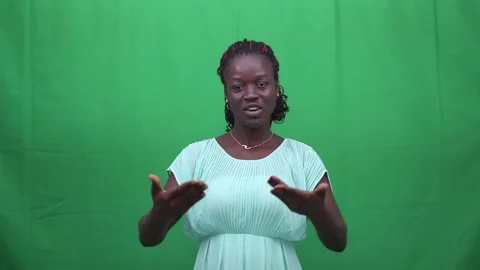 Young female host presents a program. Video stock 147409457