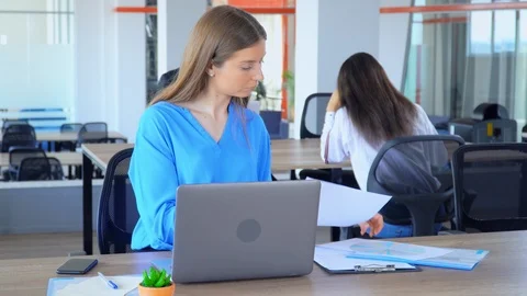 Young female in the office Stock Footage 111738475