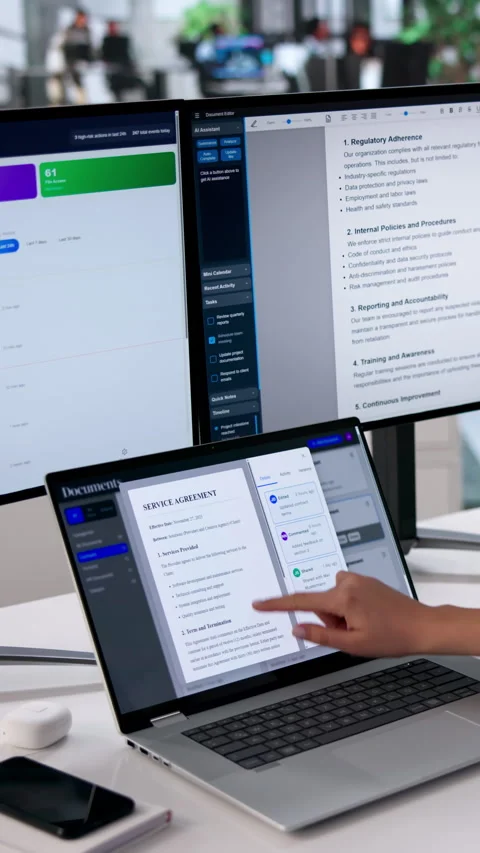 Young Female Office Manager Efficiently Organizing Documents Stock Footage 332910955