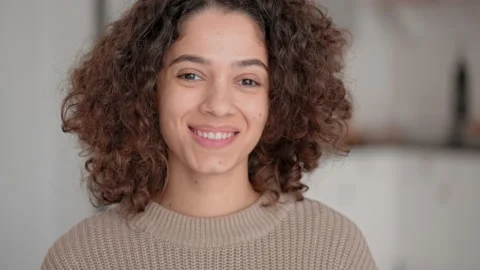 Young female portrait in flat Stock Footage 158670354