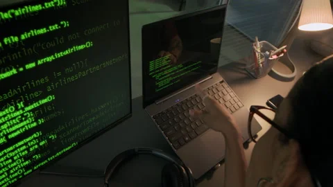 Young Female Programmer Discussing Program Code with His Male Colleague Video stock 292632891