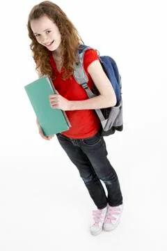 Young Female Student With Backpack Stock Photos