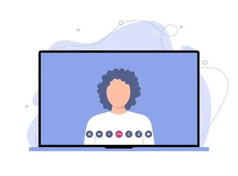 Young female student studies using a laptop application. The concept of online Stock Illustration