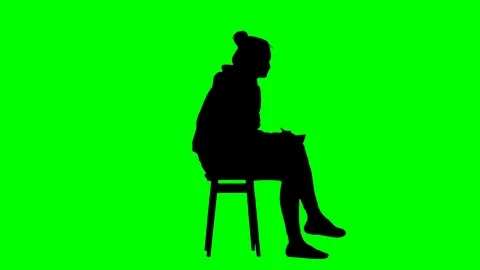 Young Female Student Taking Notes While Sitting Green Screen Silhouette Stock Footage 126014117