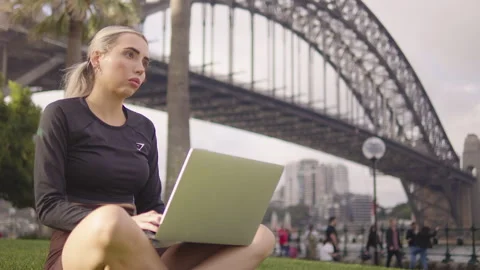 Young Female Student Using Compter Sydney Australia Stock Footage 261911855